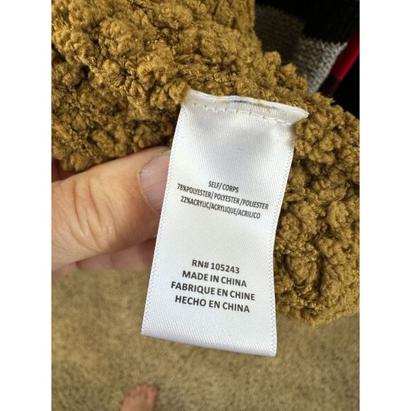 Bobeau Womens Open Front Textured Cardigan Green Brown M Cocoon Style Pockets - Picture 8 of 8